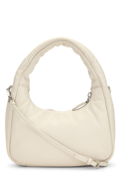 Prada, White Calfskin Padded Hobo Mini