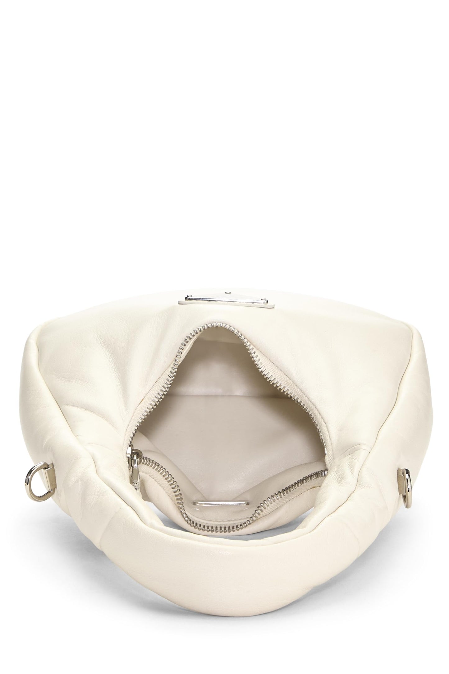 Prada, White Calfskin Padded Hobo Mini