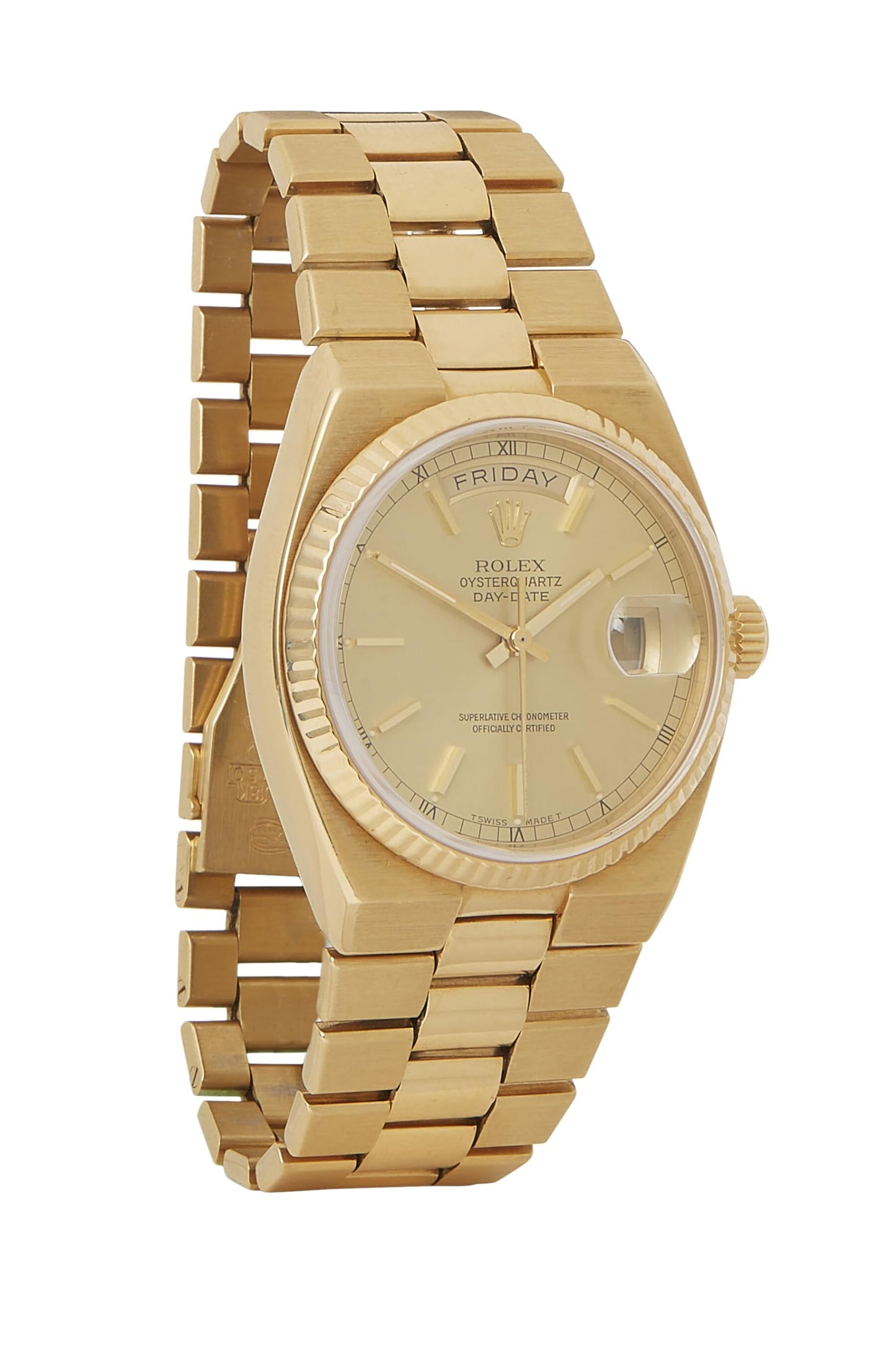 Rolex, 18K Yellow Gold Oyster Quartz Day-Date 36mm