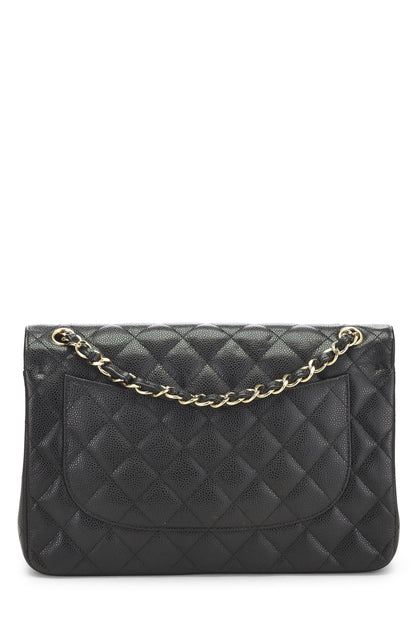 Chanel, Black Quilted Caviar New Classic Flap Jumbo