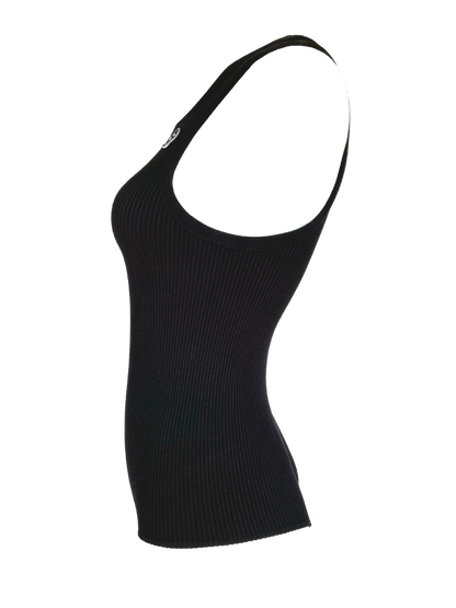 Black Ribbed Stretch Knit Bodysuit