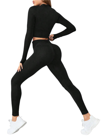 Mock Neck Long Sleeve Top and Leggings Set