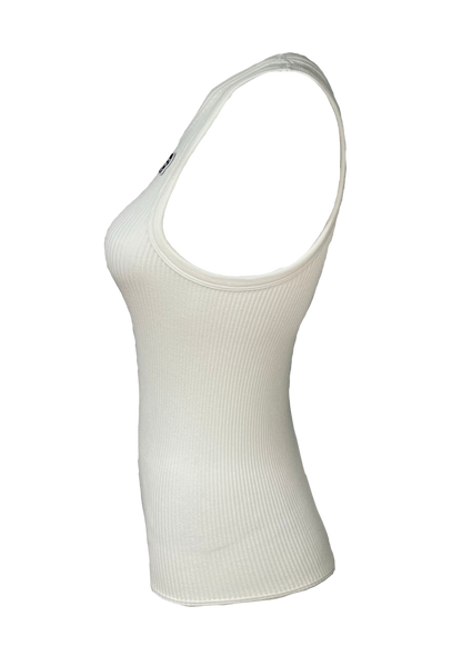 White Ribbed Stretch Knit Bodysuit