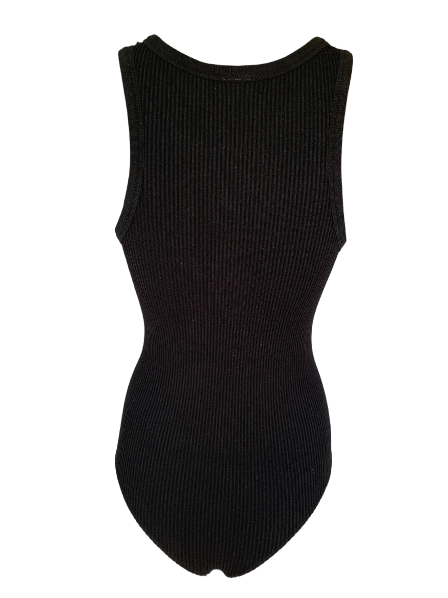 Black Ribbed Stretch Knit Bodysuit