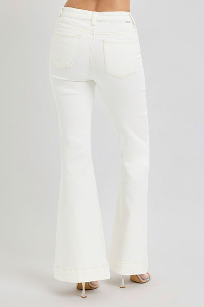 High Rise Front Patch Pocket Flare Jeans