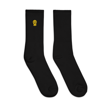 Yellow Ski Mask Embroidered socks - DUMBFRESHCO