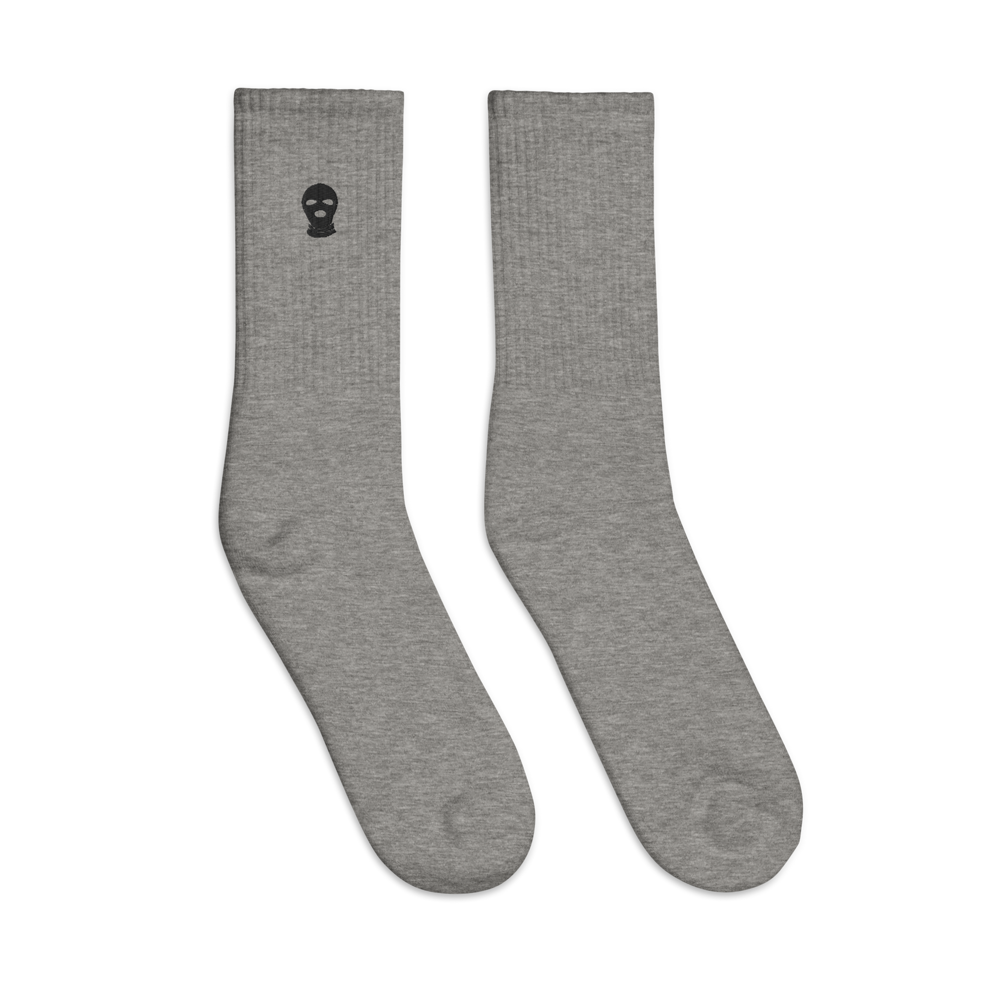 Black Ski Mask Embroidered socks - DUMBFRESHCO