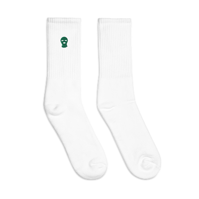 Green Ski Mask Embroidered socks - DUMBFRESHCO