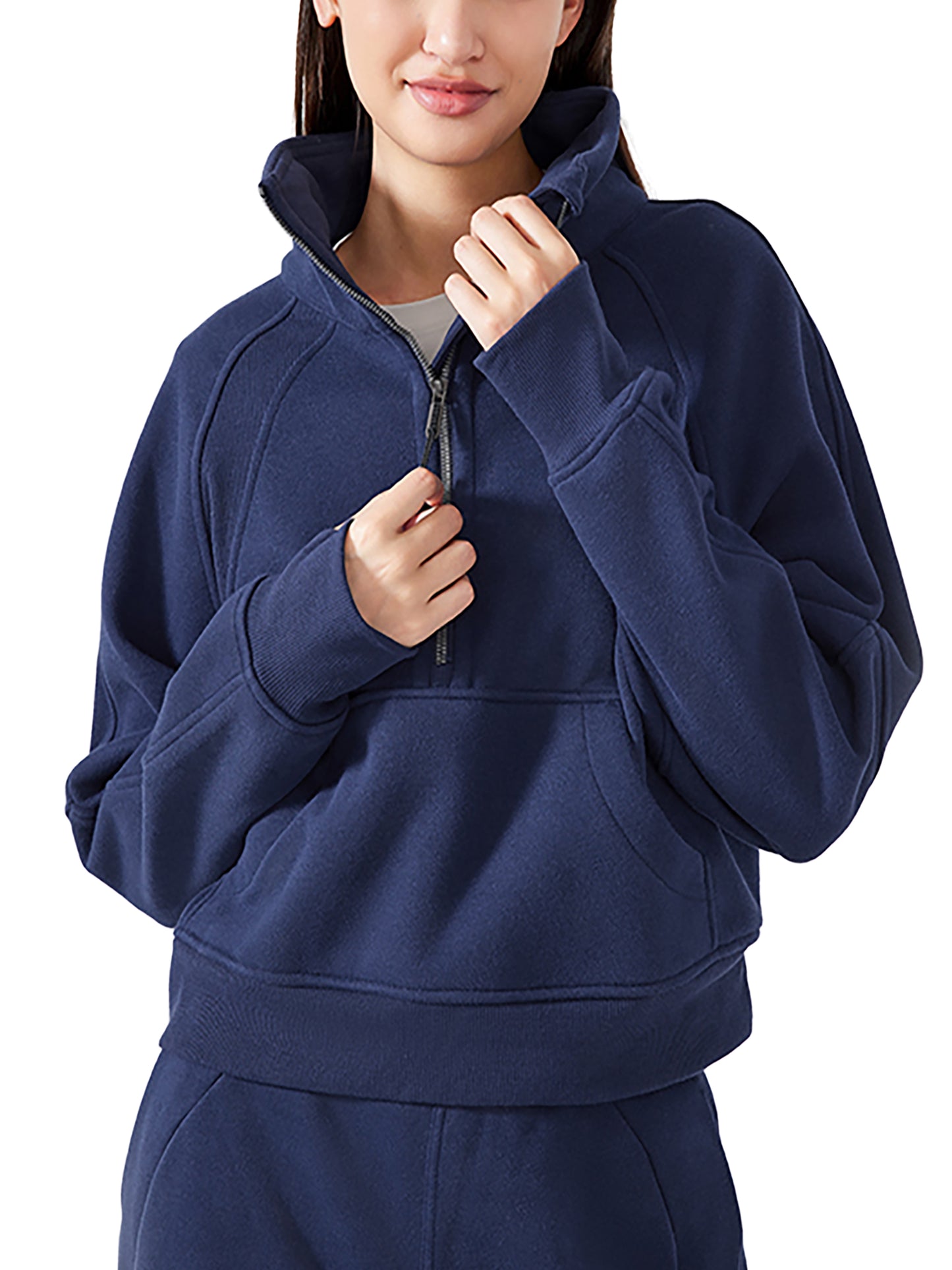 Cropped Half-Zip Sweatshirt