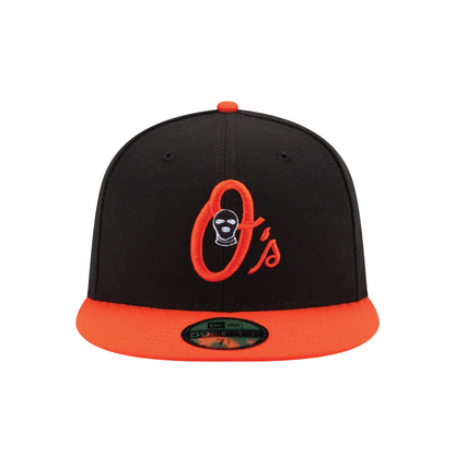 DRY CLEAN ONLY | Black Orange Baltimore Orioles fitted baseball hat - DUMBFRESHCO