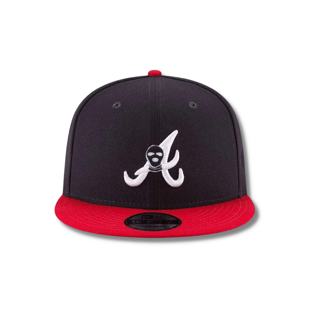 Atlanta Braves SKI Mask fitted baseball hat - DUMBFRESHCO
